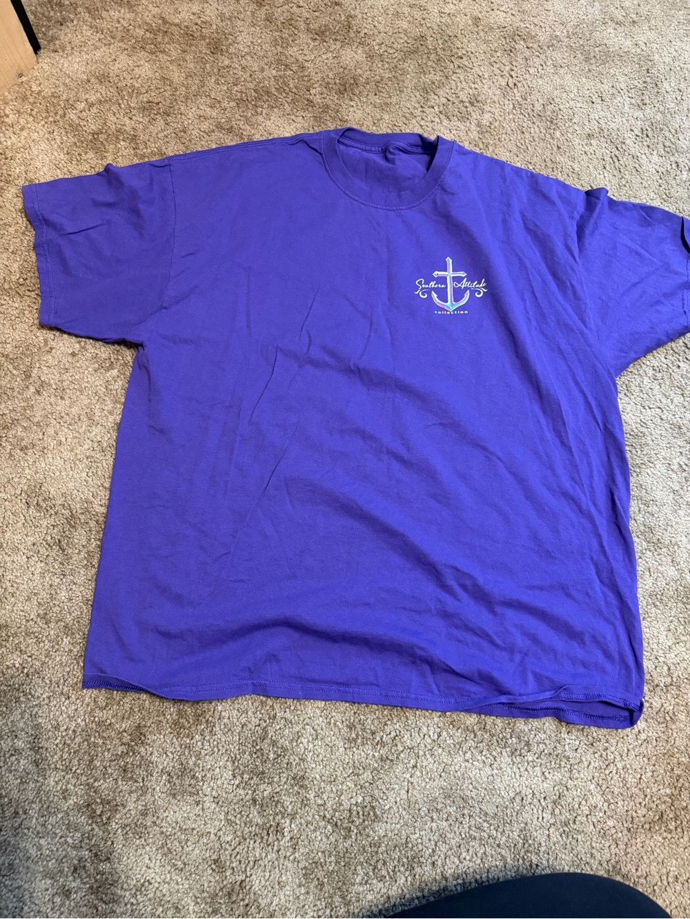 Southern Attitude Purple Anchor Graphic Crewneck T-Shirt - Unbranded